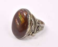 Vintage Fire Agate Ring in Sterling Silver