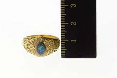 10K Yellow Gold 1940's Ornate Black Opal US Naval Academy Ring