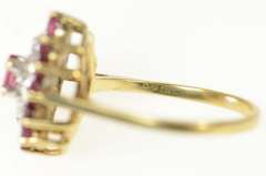 10K Yellow Gold Marquise Ruby Diamond Halo Statement Ring
