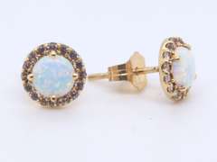 Beautiful Synthetic and Opal Yellow Gold Stud