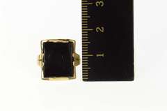 10K Yellow Gold Art Deco Squared Black Onyx Statement Ring