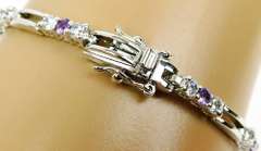 Pretty Sterling Amethyst & Cubic Zirconia Bracelet