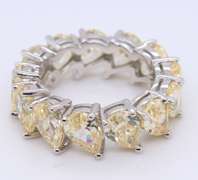Pear Shaped Yellow Cubic Zirconia Sterling Silver Ring