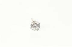 14K White Gold Classic Solitaire Round CZ Single Stud Earring