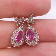 14kt Gold, Pink Sapphire, & Diamond Earrings