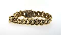 Fashionable Handmade Italian style 14k Gold Curb Chain Bracelet