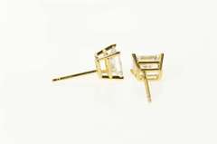 14K Yellow Gold Emerald Cut Solitaire Classic CZ Stud Earrings