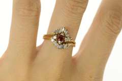 14K Yellow Gold Ctw Ruby Diamond Bridal Set Engagement Ring