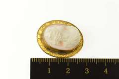 14K Yellow Gold Ornate Carved Shell Cameo Victorian Pin/Brooch