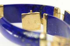 14K Yellow Gold Lapis Lazuli Carved Chinese Dragon Motif Bracelet