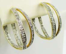 Stellar 14K Inside/Outside Pave Diamond Hoop Earrings
