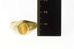 14K Yellow Gold Retro Ornate Tiger's Eye Men's Statement Ring