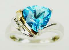 Sterling & 14K Blue Topaz & Diamonds Ring, 5.5