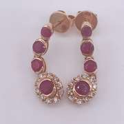 14kt Gold, Ruby, & Diamond Earrings