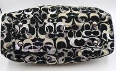 Coach Mia Velvet Optic Black Leather Lurex Carryall