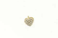 10K Yellow Gold Pave Diamond Heart Love Symbol Stud Single Earring