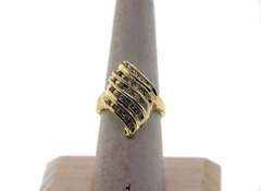 Curvaceous Quintuple Layer 14k Gold Channel Set Diamond Ring