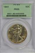 Super 1941 Gem Proof Walking Liberty Half. Old PCGS PR65 label