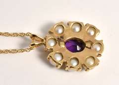 Feminine Amethyst & Pearl Pendant