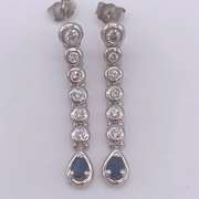 14kt Gold, Blue Sapphire & Diamond Earrings