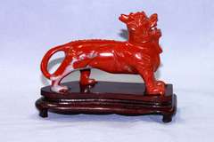 Proud Red Jasper Temple Lion