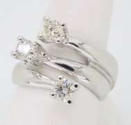 Three Diamond Bypass Ring