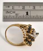 Stylish Pinwheel Cluster of Sapphires Ring