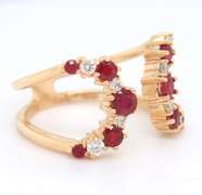Fabulous Yellow Gold Ruby and Diamond Loop Ring