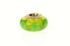 14K Yellow Gold Pandora Green Mystic Murano Glass Bead Charm/Pendant