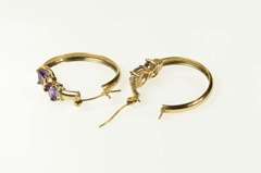 10K Yellow Gold Heart Amethyst Diamond Accent Hoop Earrings