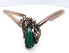 Sterling Silver Malachite Cuff Bangle Bracelet