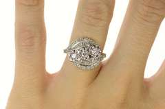 14K White Gold 0.66 Ctw Retro Diamond Bypass Engagement Ring