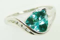 Stellar 14K Teal Aquamarine & Diamonds Ring, 9