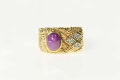 14K Yellow Gold 1940's Lindy Star Ruby Diamond Woven Ring