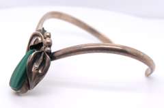 Sterling Silver Malachite Cuff Bangle Bracelet