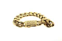 Oriental 14k Gold Handmade Curb Chain Bracelet