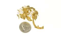 18K Yellow Gold Retro Ornate Pearl Diamond Tree of Life Pin/Brooch