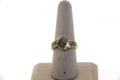 Overlapping Square Diamond Cluster Ring with 14k Gold