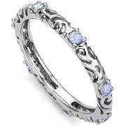 1/4 CT GENUINE TANZANITE 925 STERLING SILVER ETERNITY RING