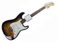 The Beach Boys Autographed Guitar w Little Deuce Coupe Lyrics in Display Case ACOA