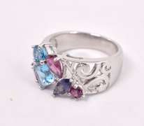 Colorful Gemstone Ring in Sterling Silver