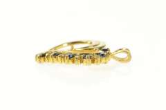 10K Yellow Gold Sapphire Diamond Wavy Curvy Heart Love Pendant