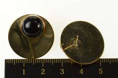 Gold Filled Retro Black Onyx Geometric Round Statement Earrings