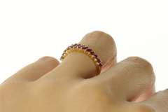 14K Yellow Gold Marquise Natural Ruby Wedding Band Ring