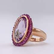 14kt Gold, Amethyst, & Diamond Cocktail Ring