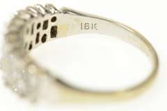 18K White Gold 0.90 Ctw Retro Cluster Diamond Wedding Band Ring