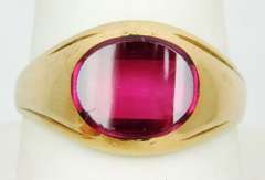 Men's 10K Synthetic Ruby Deco Ring, Size 11