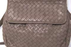 Bottega Veneta Clutch Intrecciato Woven Taupe Leather Purse
