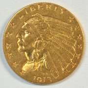 Very fresh lovely 1913 US $2.50 Indian Gold Piece