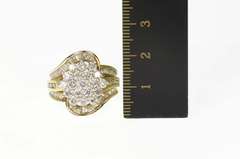 14K Yellow Gold 4.09 Ctw Round Diamond Cluster Bypass Ring